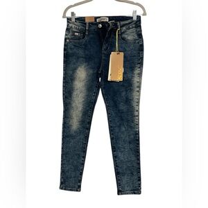 STAG womens ankle bootcut jeans juniors size 7  mid rise blue dark wash (709)